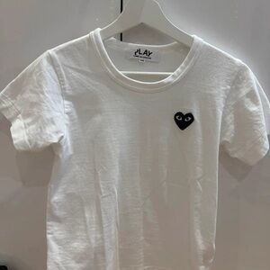 H&M White Short Sleeve Tee with Black Heart Patch